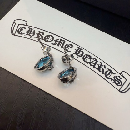 クロムハーツ「Chrome Hearts」クロムハーツ ブルーダイヤモンドクロスピアス 18K WG ピアス