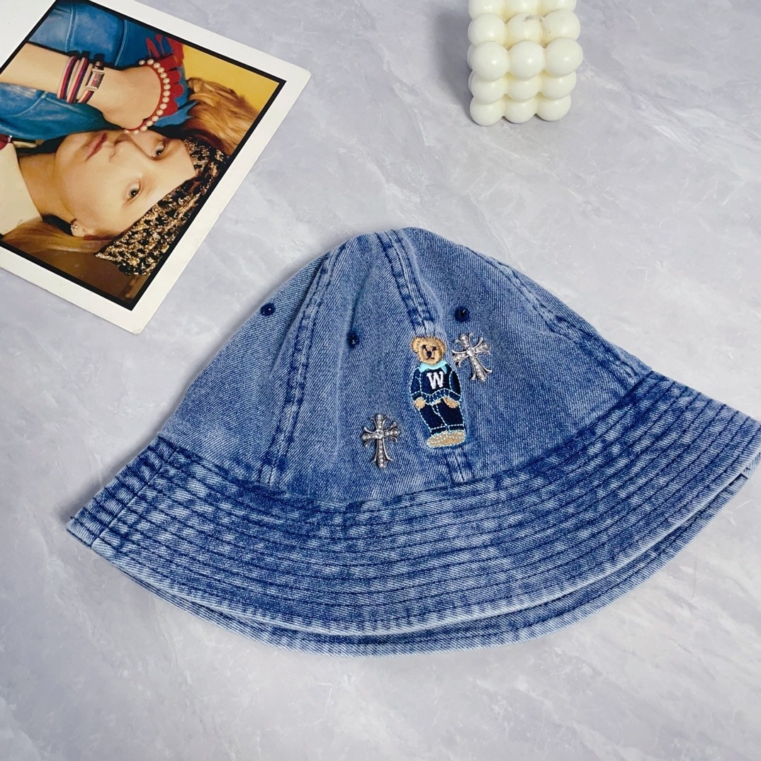 クロムハーツ「Chrome Hearts」 ディストレスド デニム バケットハット