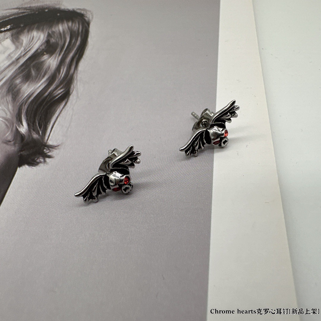クロムハーツ「Chrome Hearts」アンティーククロスピアス S925 ユニセックス ピアス