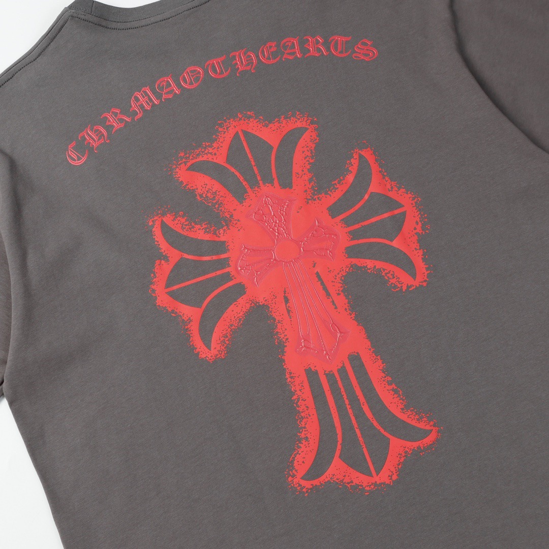 クロムハーツ「Chrome Hearts」 クロスプリント オーバーサイズTシャツ + 半袖カットソー（S/M/L/XL/XXL）