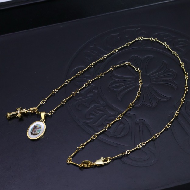 クロムハーツ「Chrome Hearts」ヴィンテージクロス&フラワー ペンダントネックレス