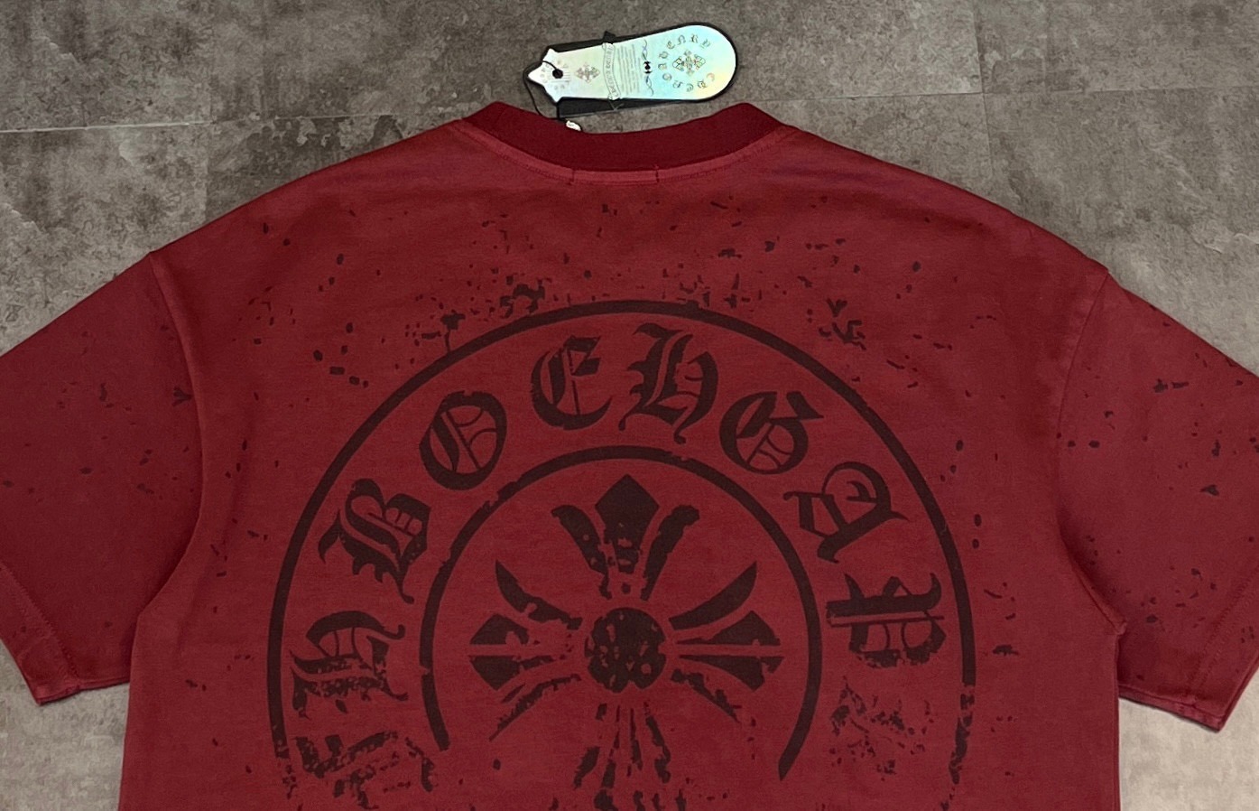 クロムハーツ「Chrome Hearts」ドット＆ホースシュー プリント ブラッシュドコットン Tシャツ