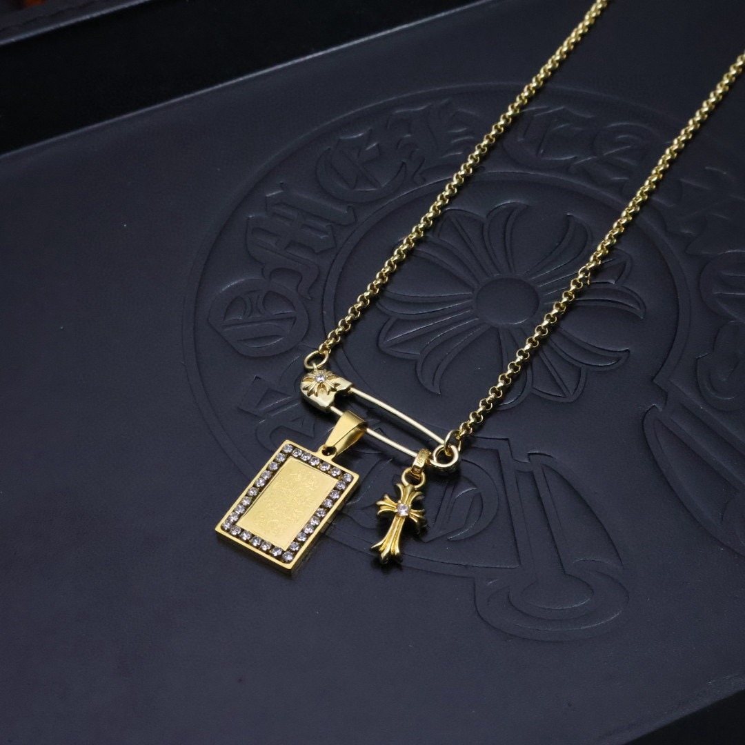 クロムハーツ「Chrome Hearts」ゴールド ペーパークリップ ペンダントネックレス