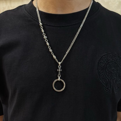 クロムハーツ「Chrome Hearts」ビンテージフラワーボールクロス ペンダントネックレス