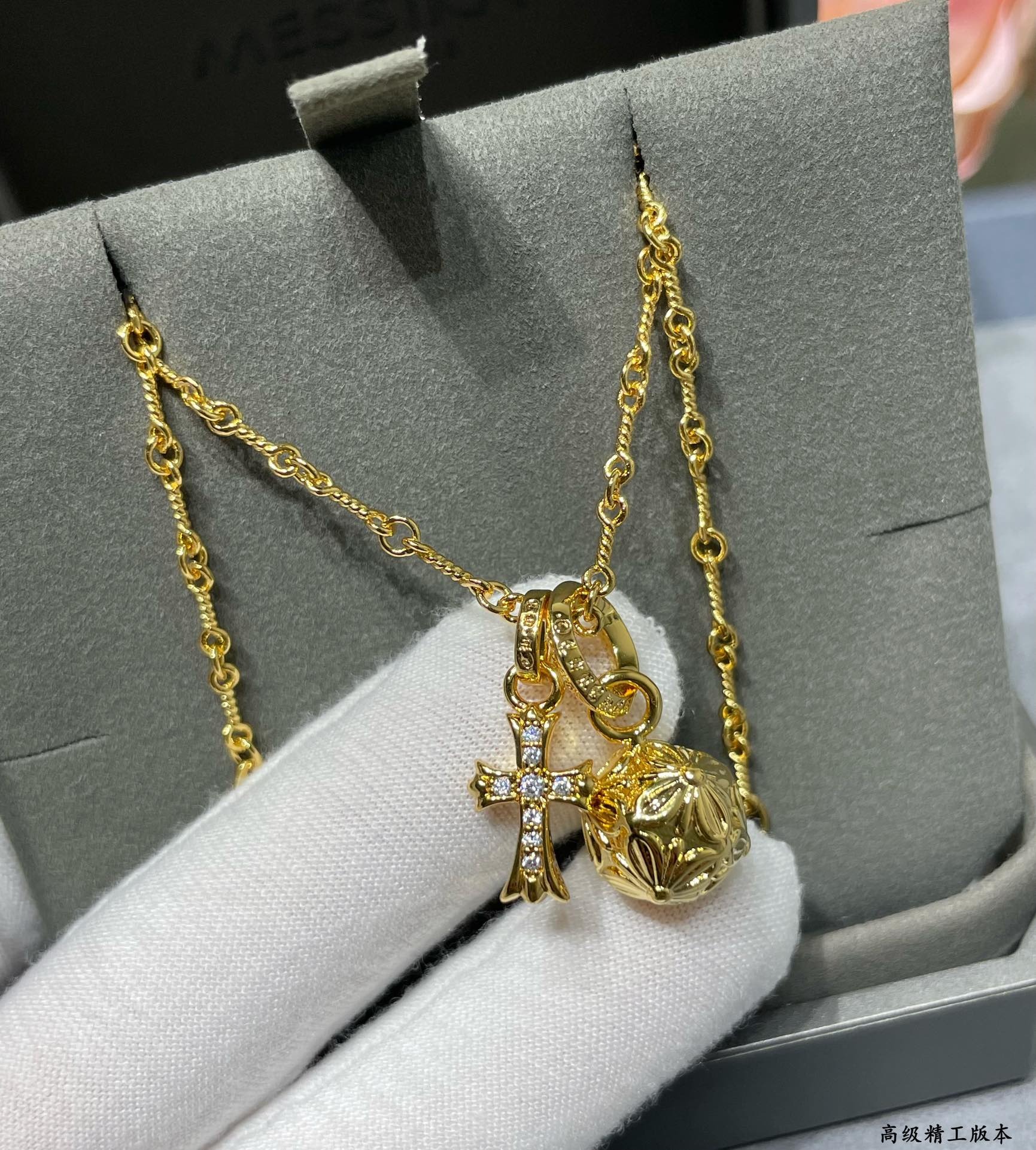 クロムハーツ「Chrome Hearts」 ビーズチェーンクロスペンダント ネックレス