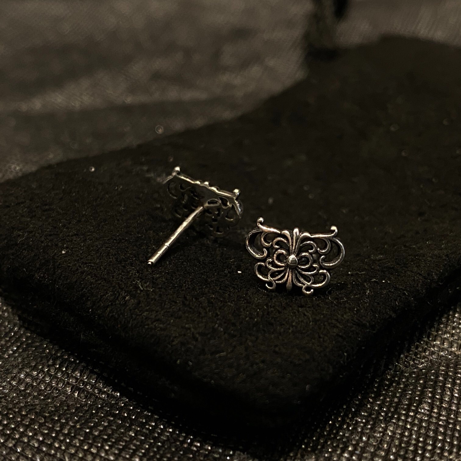 クロムハーツ「Chrome Hearts」クロムハーツ バタフライフラワーピアス S925 ユニセックス ピアス