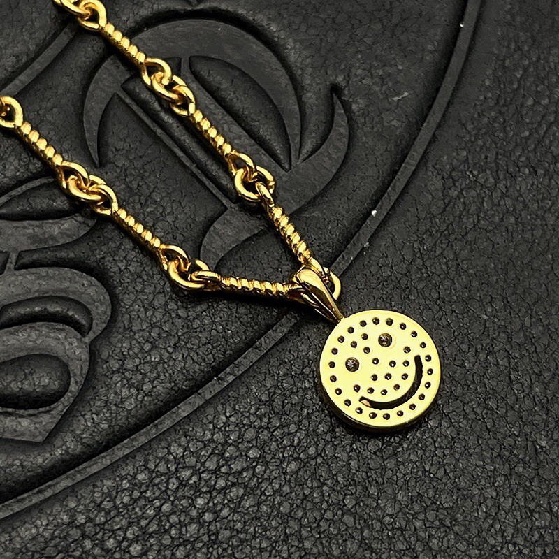 クロムハーツ「Chrome Hearts」スマイルフェイス カラーダイヤモンド ペンダントネックレス