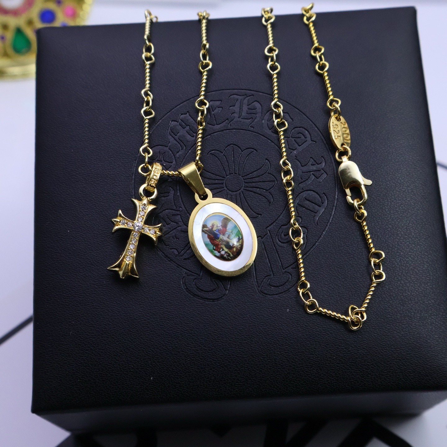 クロムハーツ「Chrome Hearts」ヴィンテージクロス&フラワー ペンダントネックレス