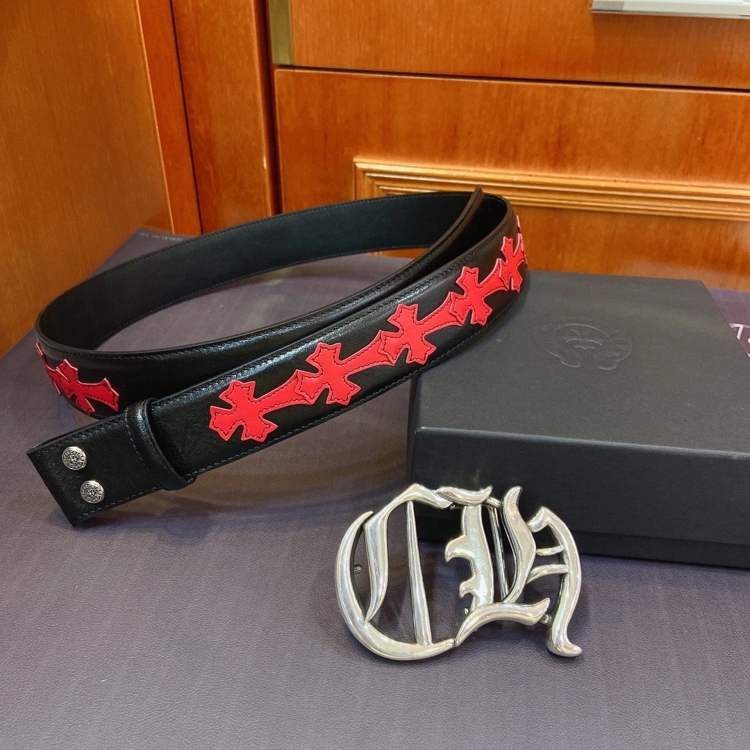 クロムハーツ「Chrome Hearts」デタッチャブル クロスフラワー ベルト 3.8cm