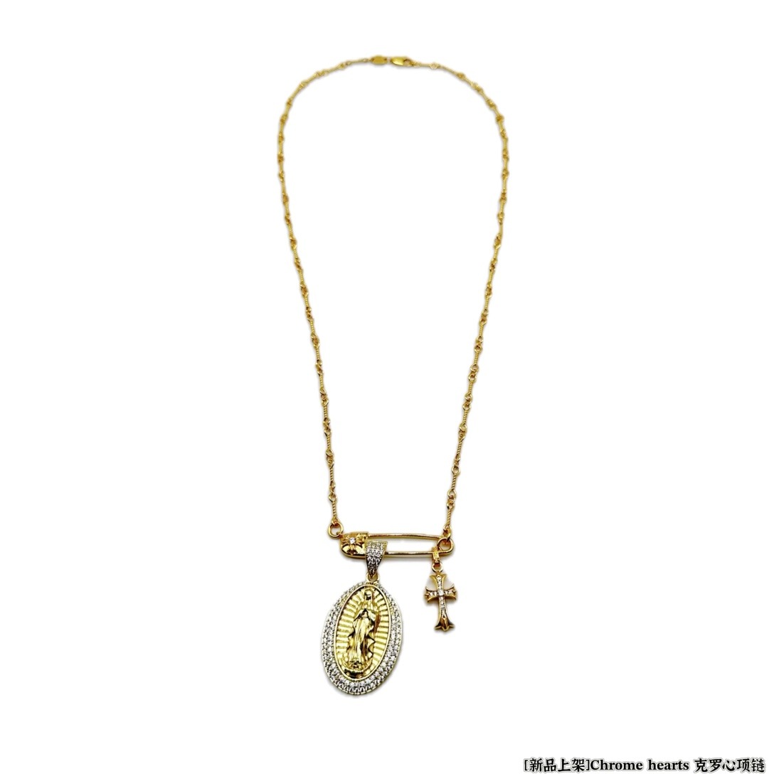 クロムハーツ「Chrome Hearts」ゴールドエディション クロスフラワーネックレス