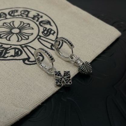 クロムハーツ「Chrome Hearts」クロムハーツ ブラックダイヤモンドクロスピアスABセット S925 ピアス