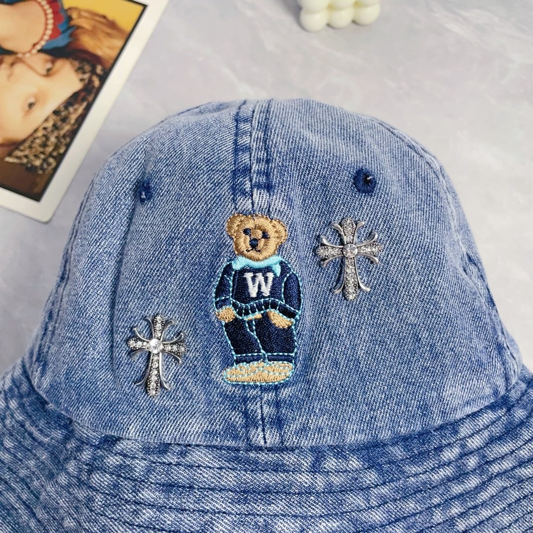 クロムハーツ「Chrome Hearts」 ディストレスド デニム バケットハット