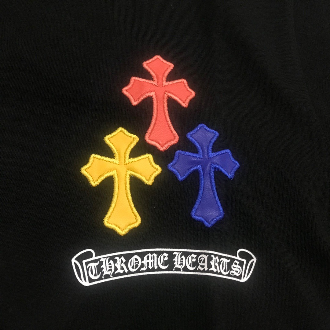 クロムハーツ「Chrome Hearts」レザーアプリケ カラフルクロス Tシャツ