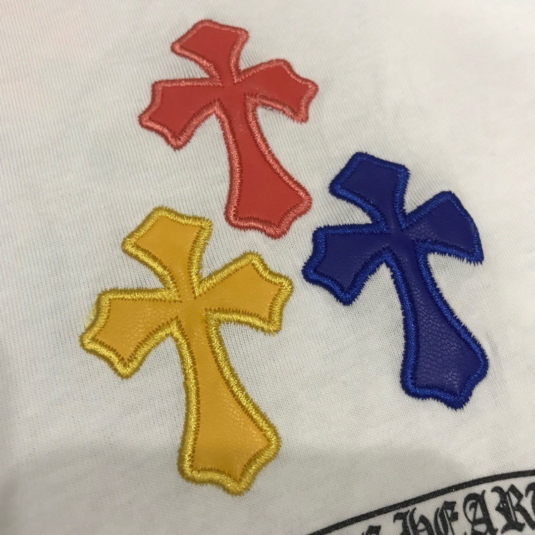 クロムハーツ「Chrome Hearts」レザーアプリケ カラフルクロス Tシャツ