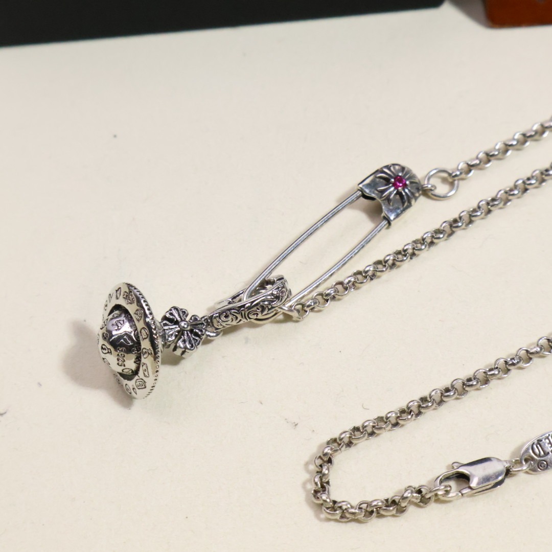 クロムハーツ「Chrome Hearts」ヴィンテージクロスフラワー デュアルチェーンネックレス