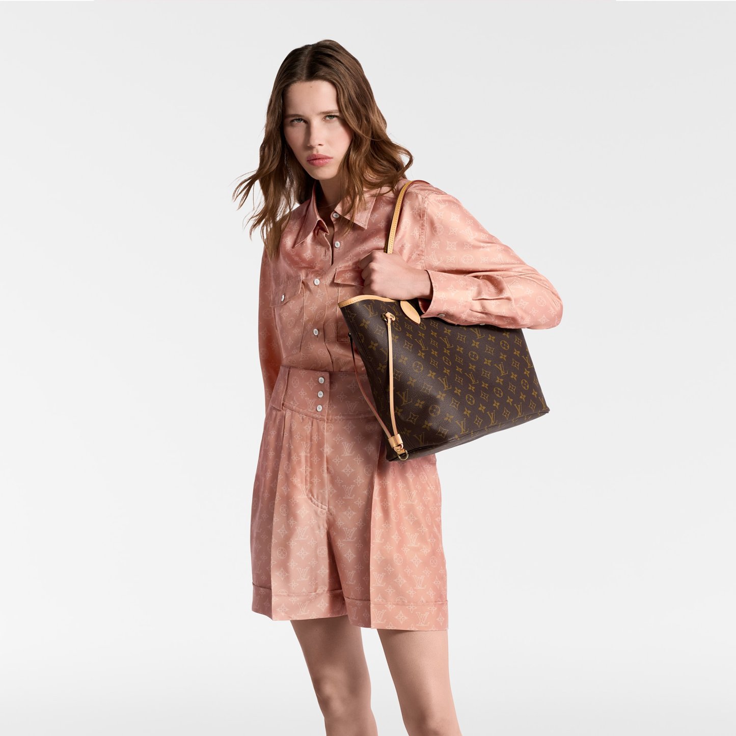 ルイ・ヴィトン(Louis Vuitton) ネヴァーフル MM - セリーズ レッド、ベージュ