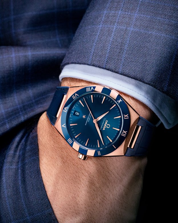 オメガ「Omega」 Constellatio﻿n 41MM セラミックベゼル＆レザーストラップ メンズ腕時計