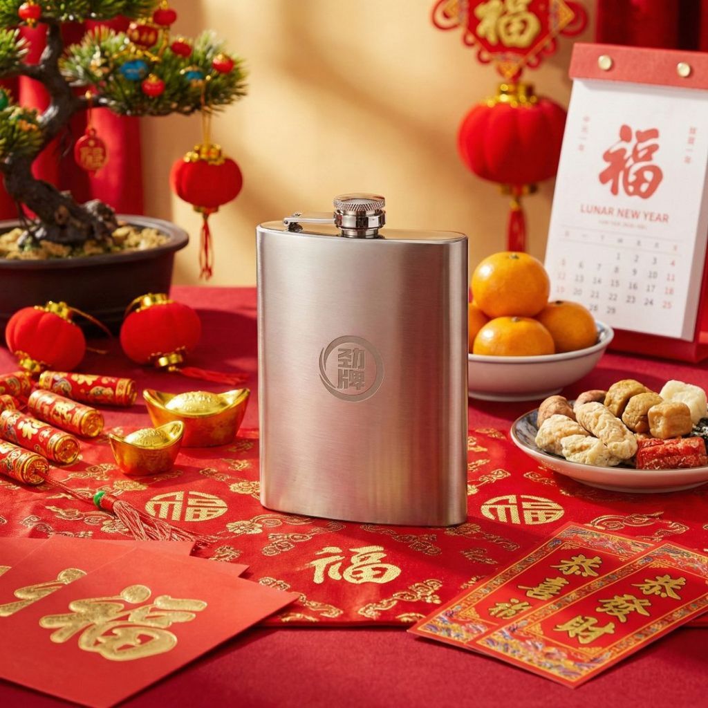 中国劲酒 35% vol Red 125ml x  3 + 36% vol Blue 125ml x 3 Red Bottles Gift + Free Flask