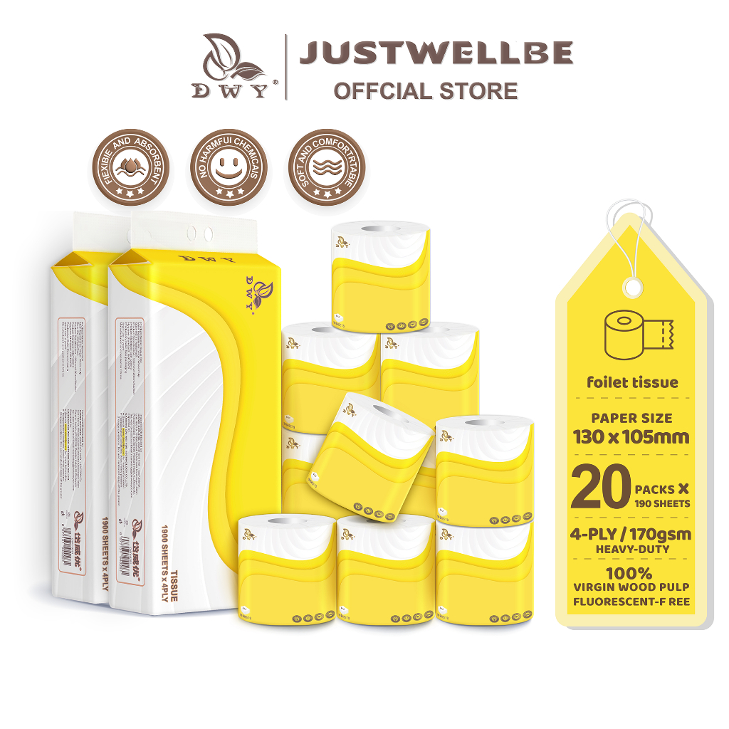 【20Roll】4 Ply  Toilet Paper Roll Flushable