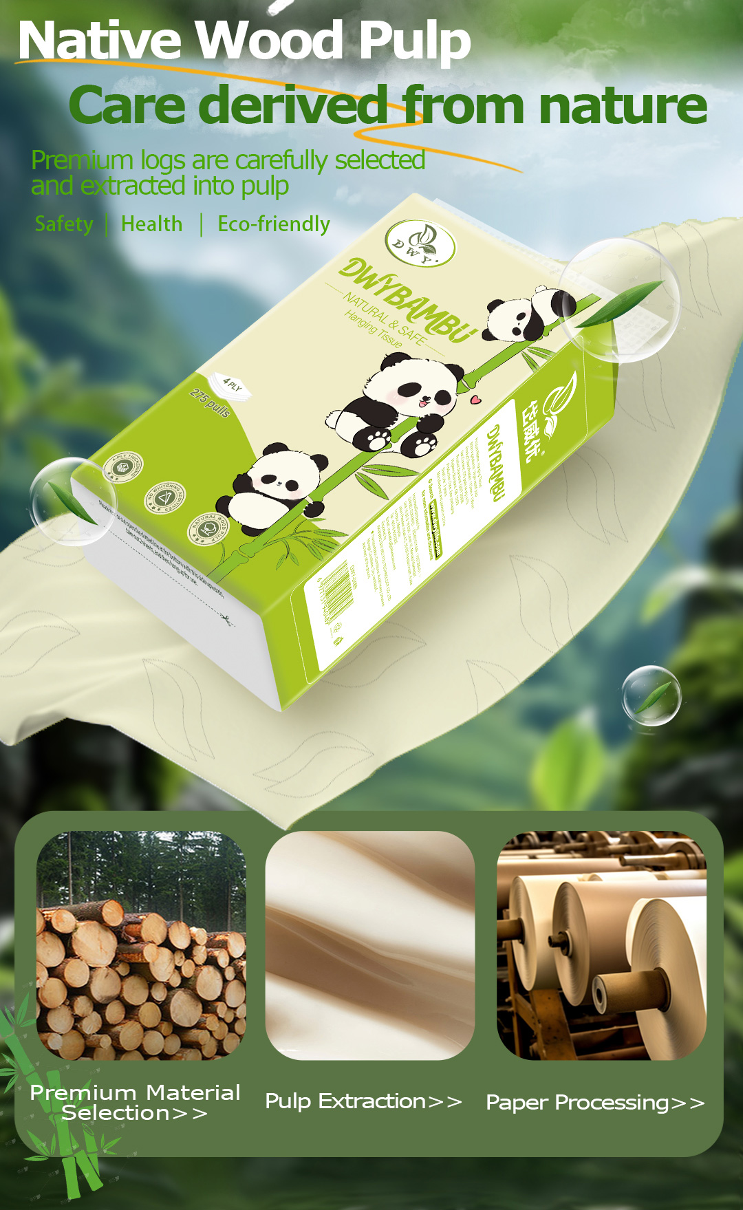 【4Pack】4-Ply Thick 1100 Sheets Large Flushable Hanging Tissue