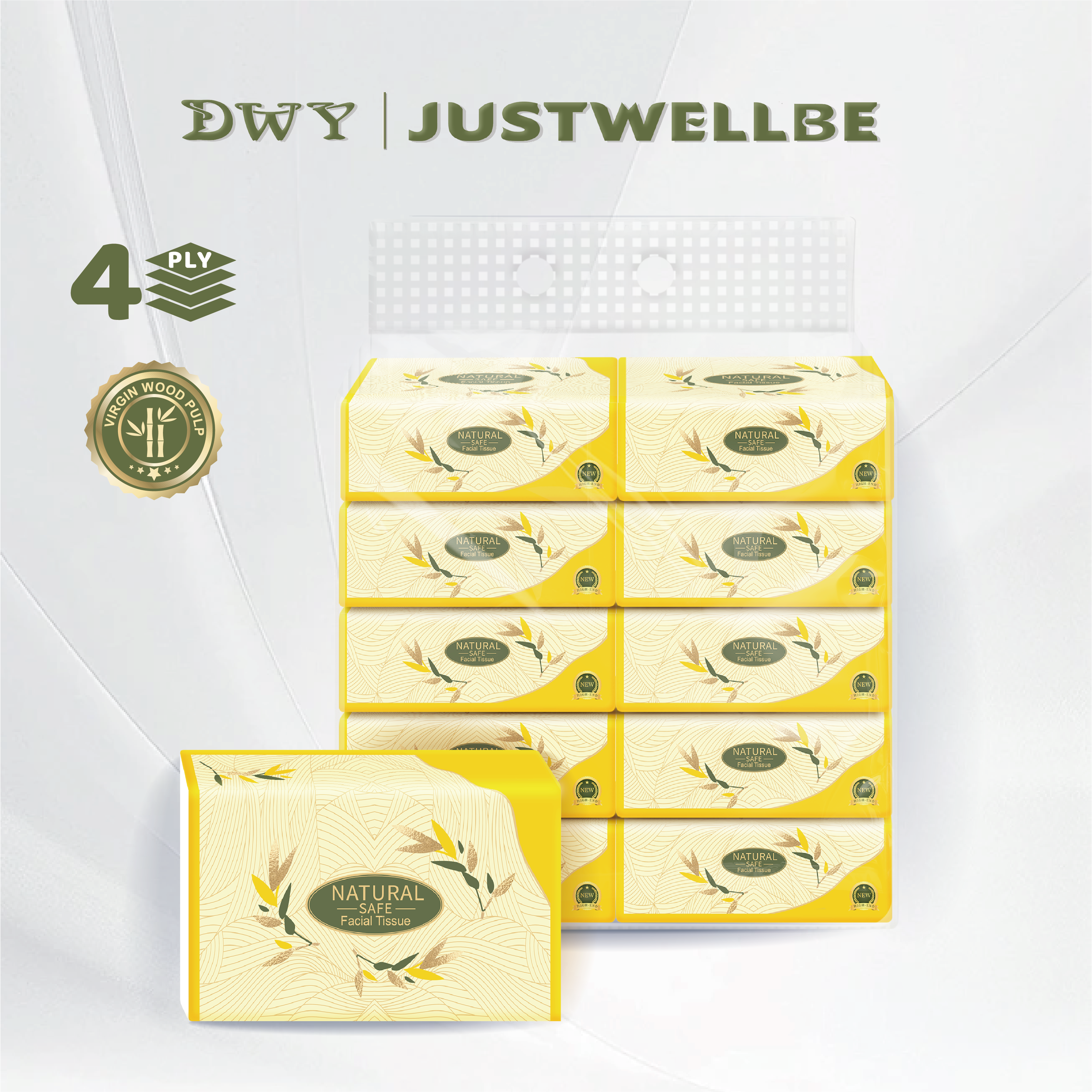 【10Packs】4-Ply Thick High quality bamboo fiber tissue 