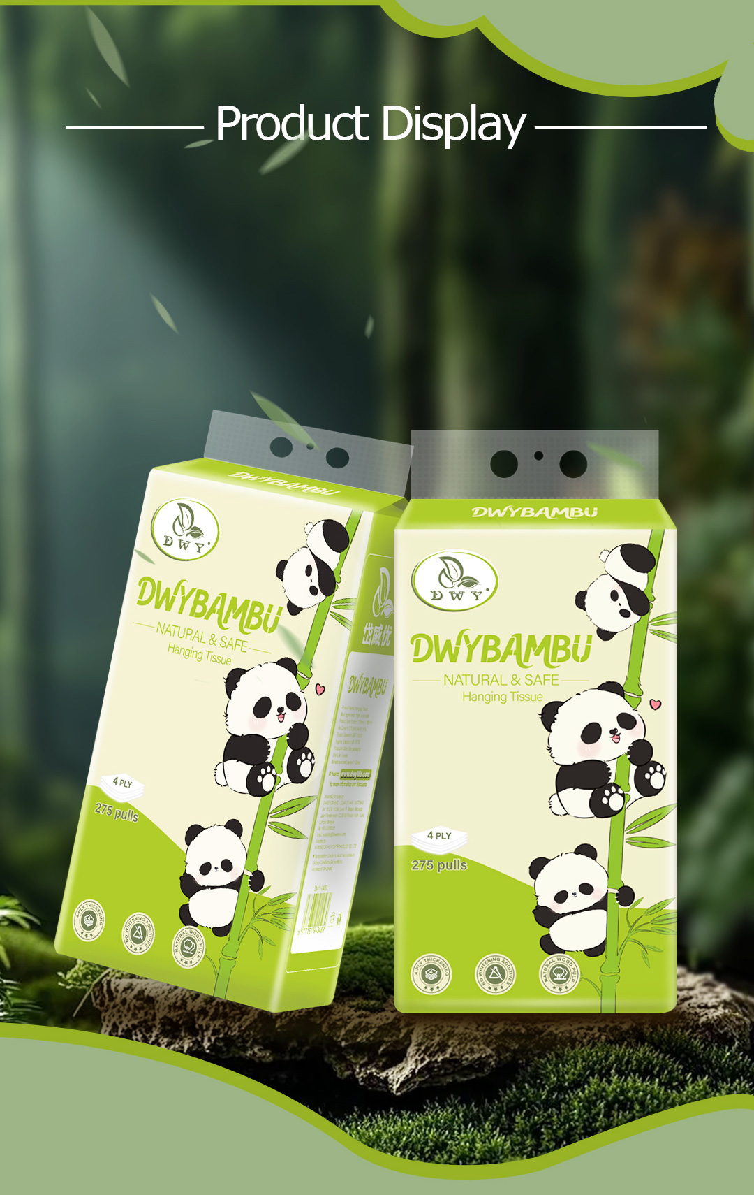 【4Pack】4-Ply Thick 1100 Sheets Large Flushable Hanging Tissue