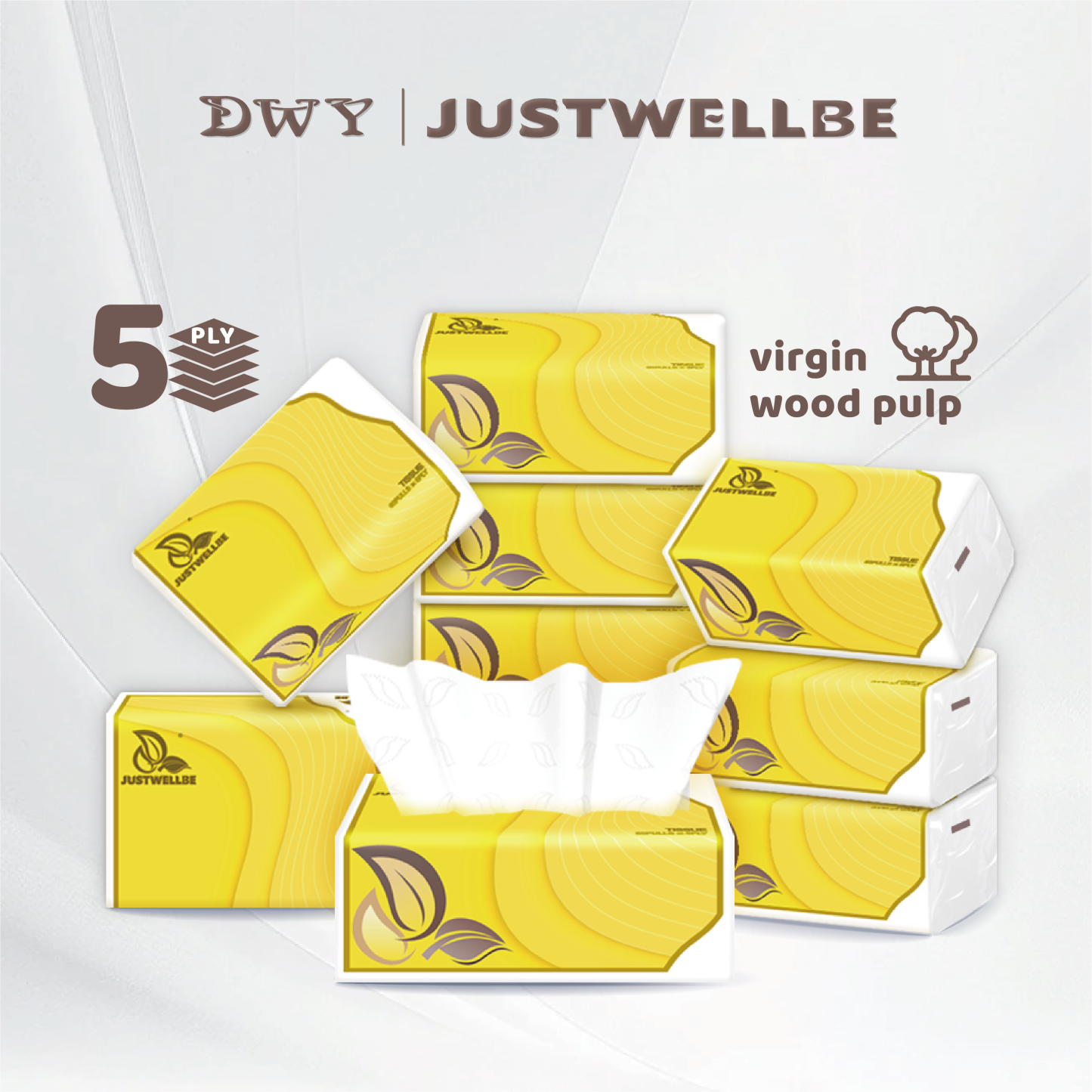 【10packs】5 Ply Thickened Virgin Wood Pulp Tissues