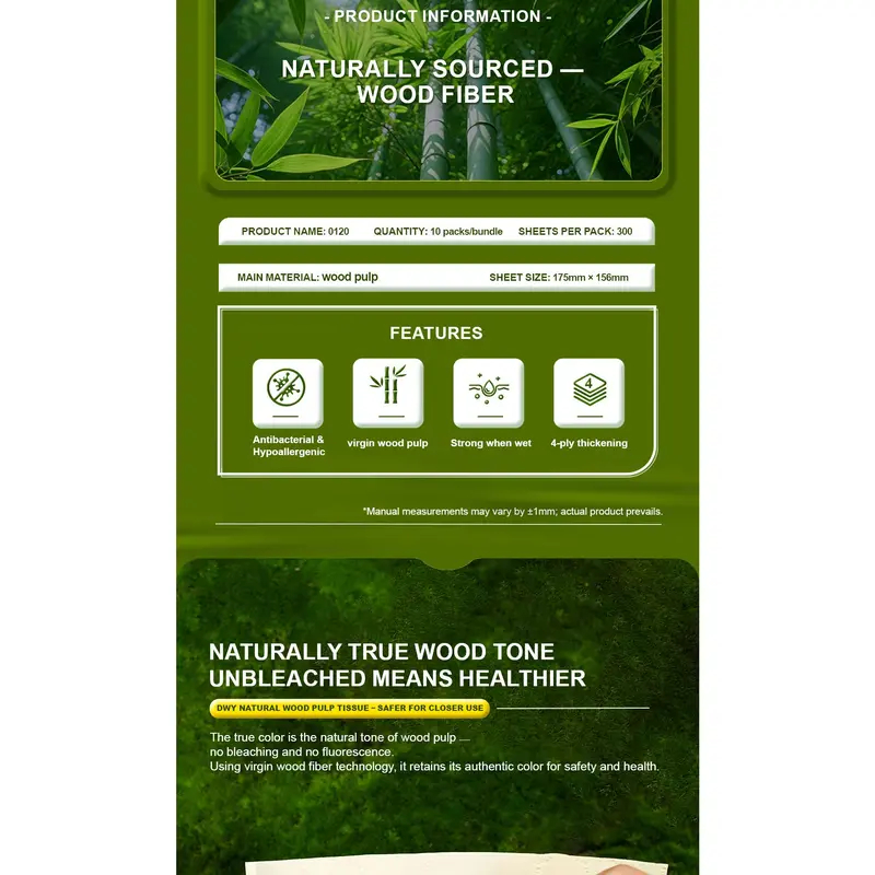 【30 Packs】4-Ply Thick High Quality Virgin Wood Pulp Fiber Tissue