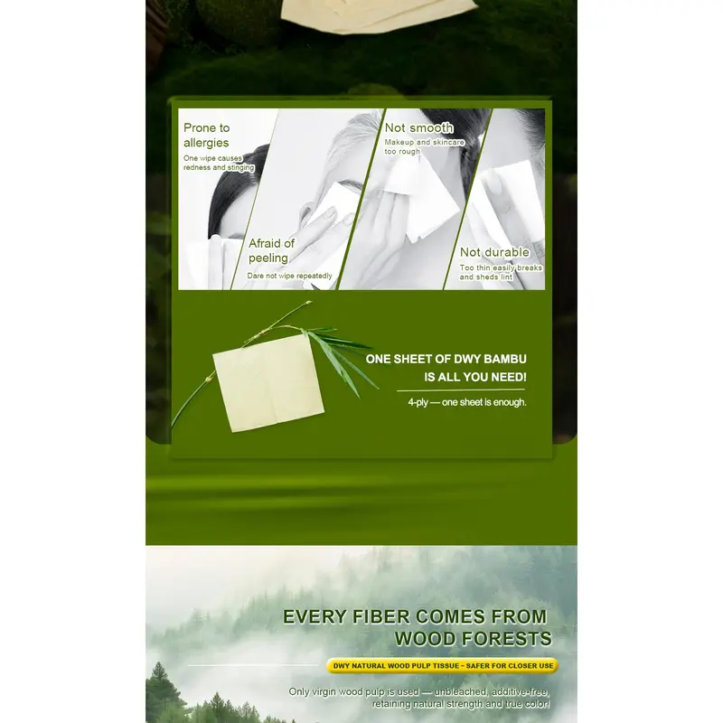 【30 Packs】4-Ply Thick High Quality Virgin Wood Pulp Fiber Tissue