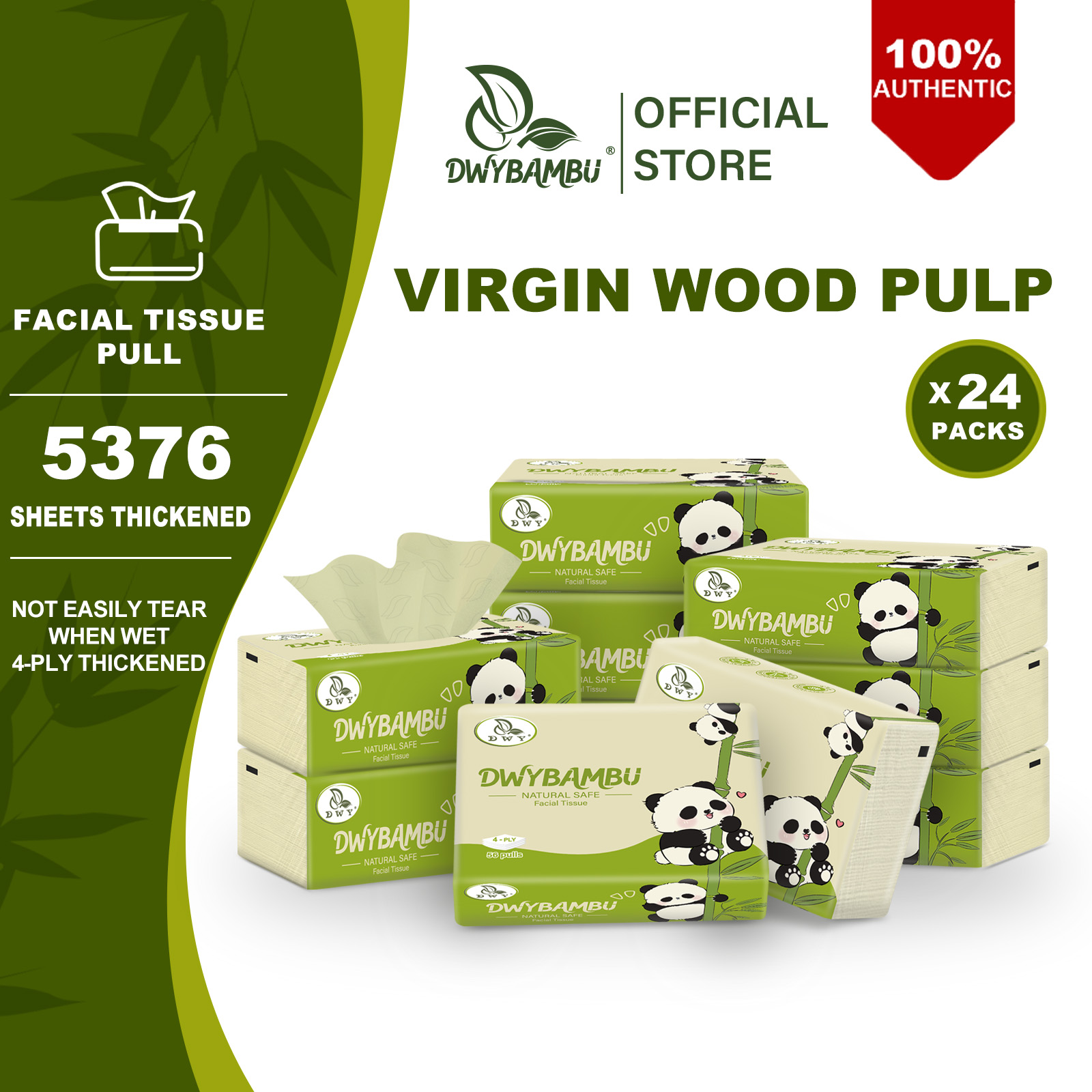 【24Pack】DWY Tisu viral 4-Ply Tissue Facial Tissue
