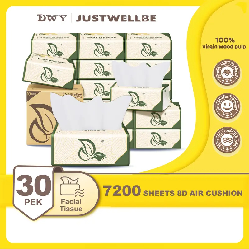 【30Packs】5-ply Thick virgin wood pulp thick tissue 