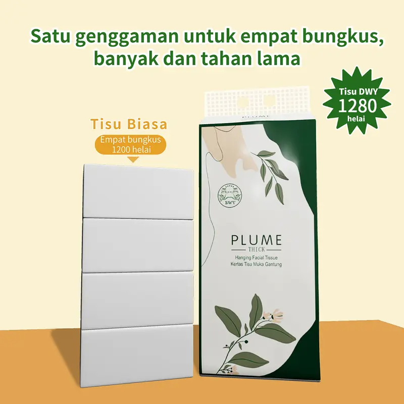 【4 Packs】4-Ply Thick 1280 Sheets Large Flushable Hanging Tissue