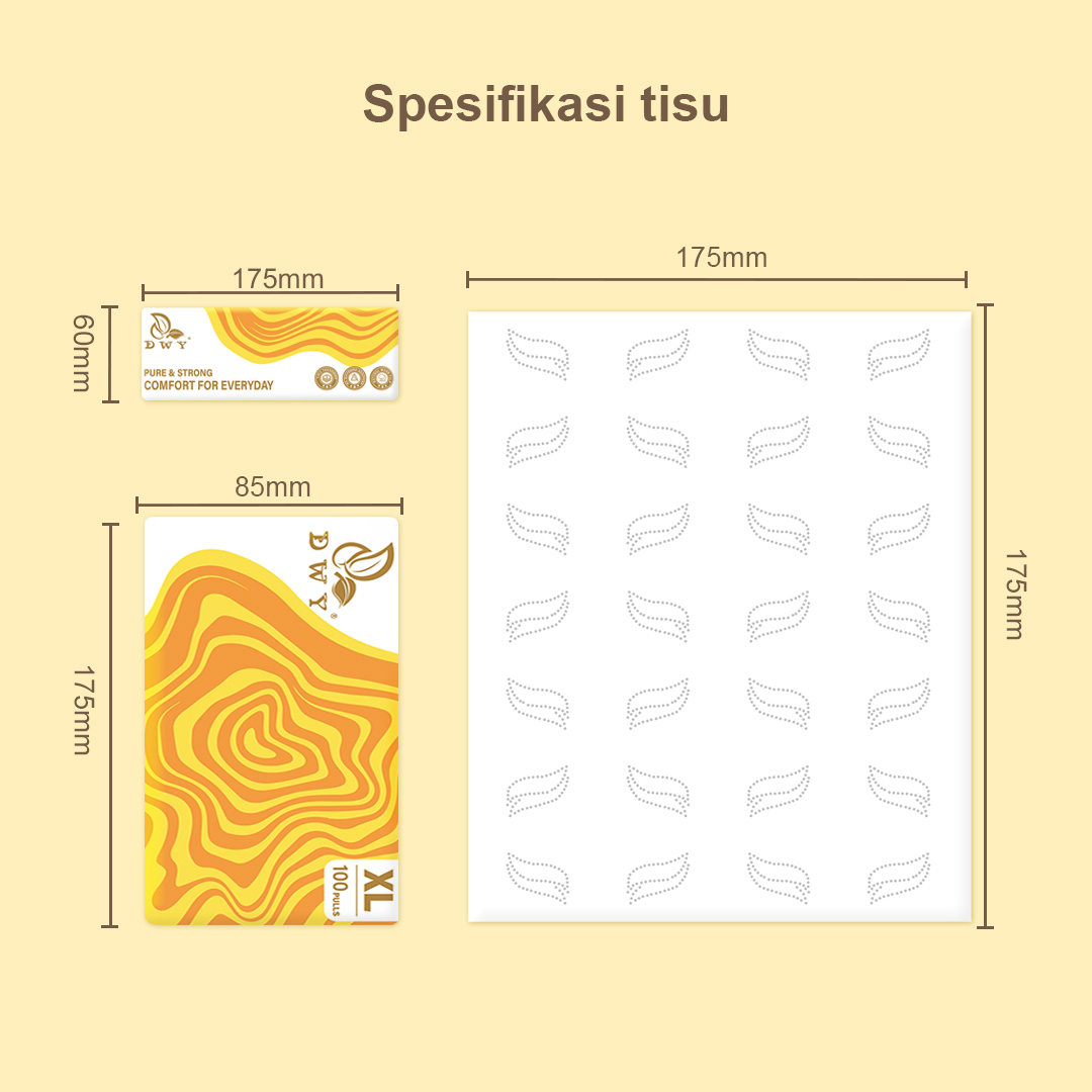 【5Pack】3-Ply Overs Size  175x175mm Facial Tissue 