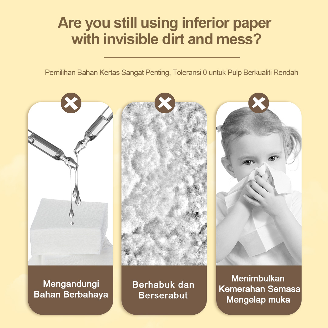 【5Pack】3-Ply Overs Size  175x175mm Facial Tissue 