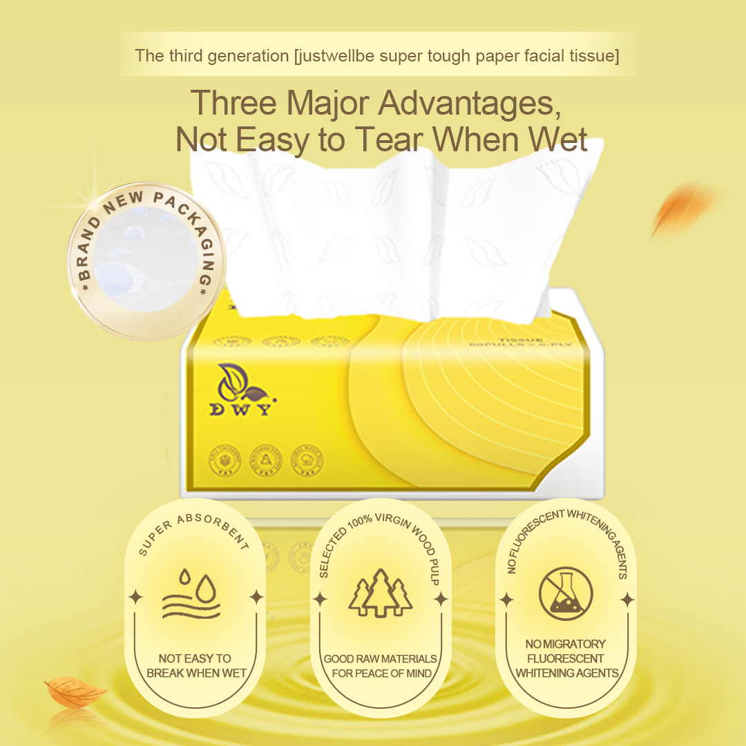 【10packs】NEW DWYLIFE 5-Ply Thick Virgin Wood Pulp Tissues