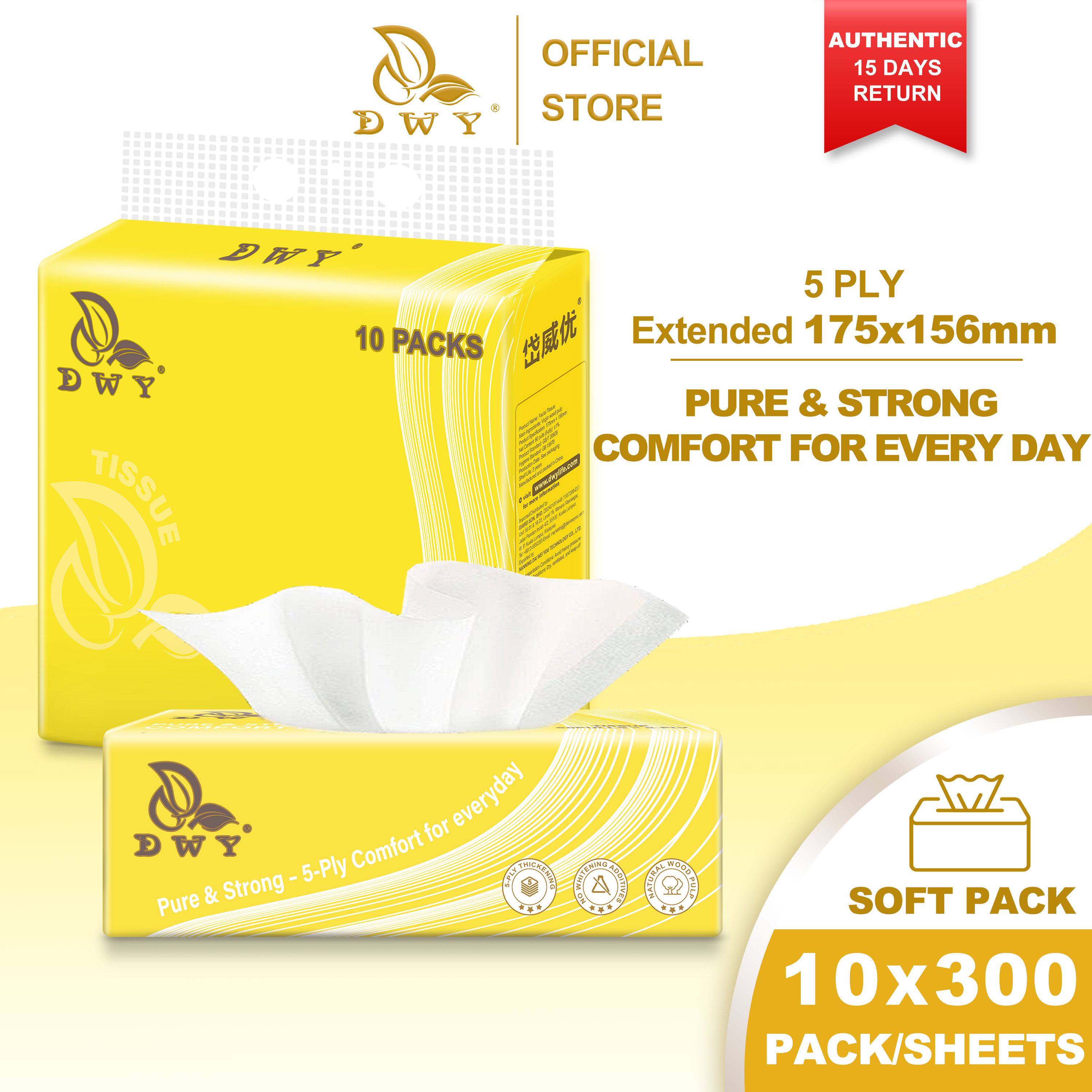 【10Pack】5-Ply Bigsize Viral  Facial Tissue