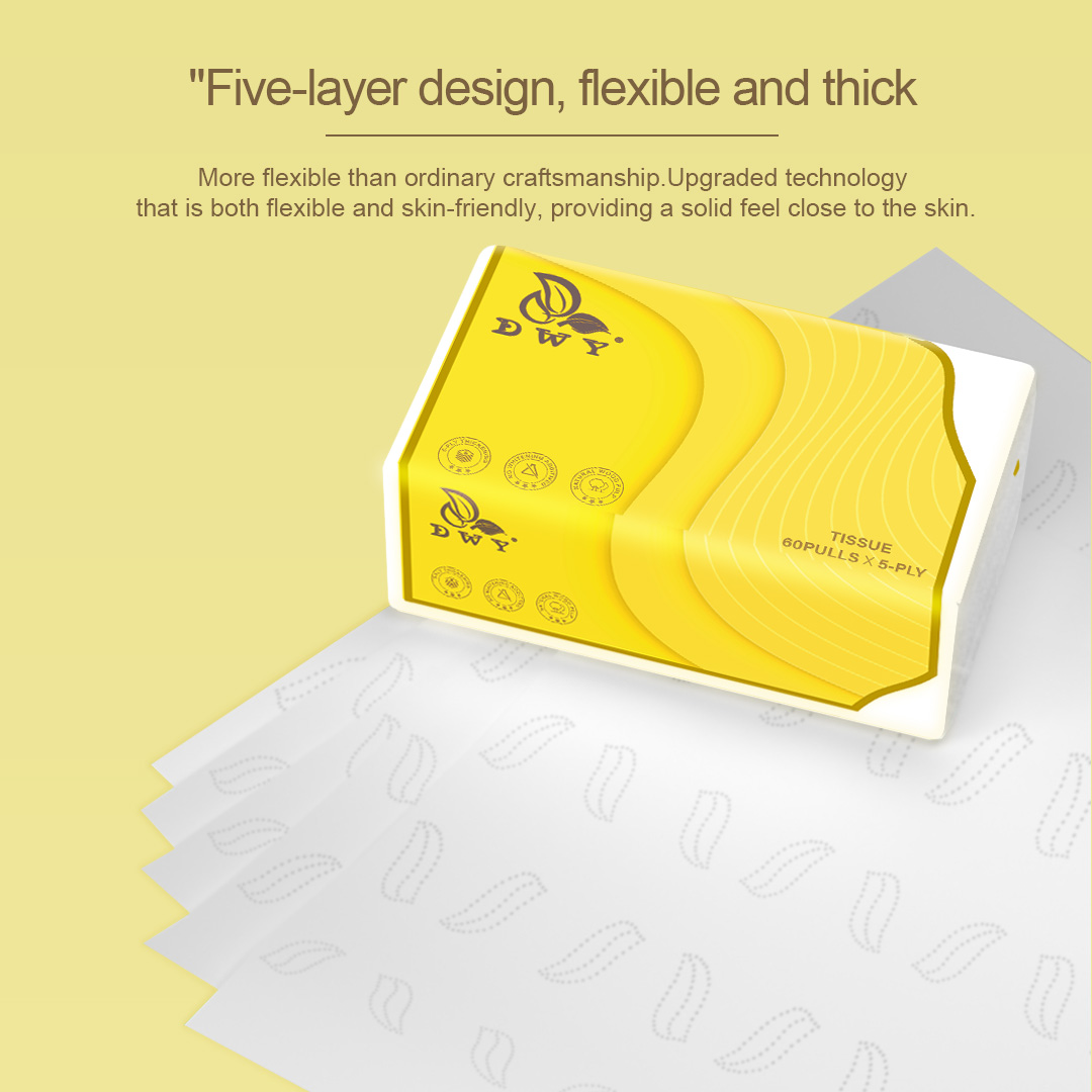 【10packs】NEW DWYLIFE 5-Ply Thick Virgin Wood Pulp Tissues