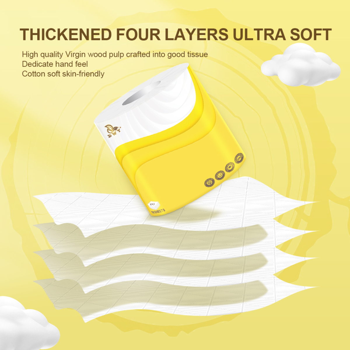 【10Roll】4 Ply  Toilet Paper Roll Flushable