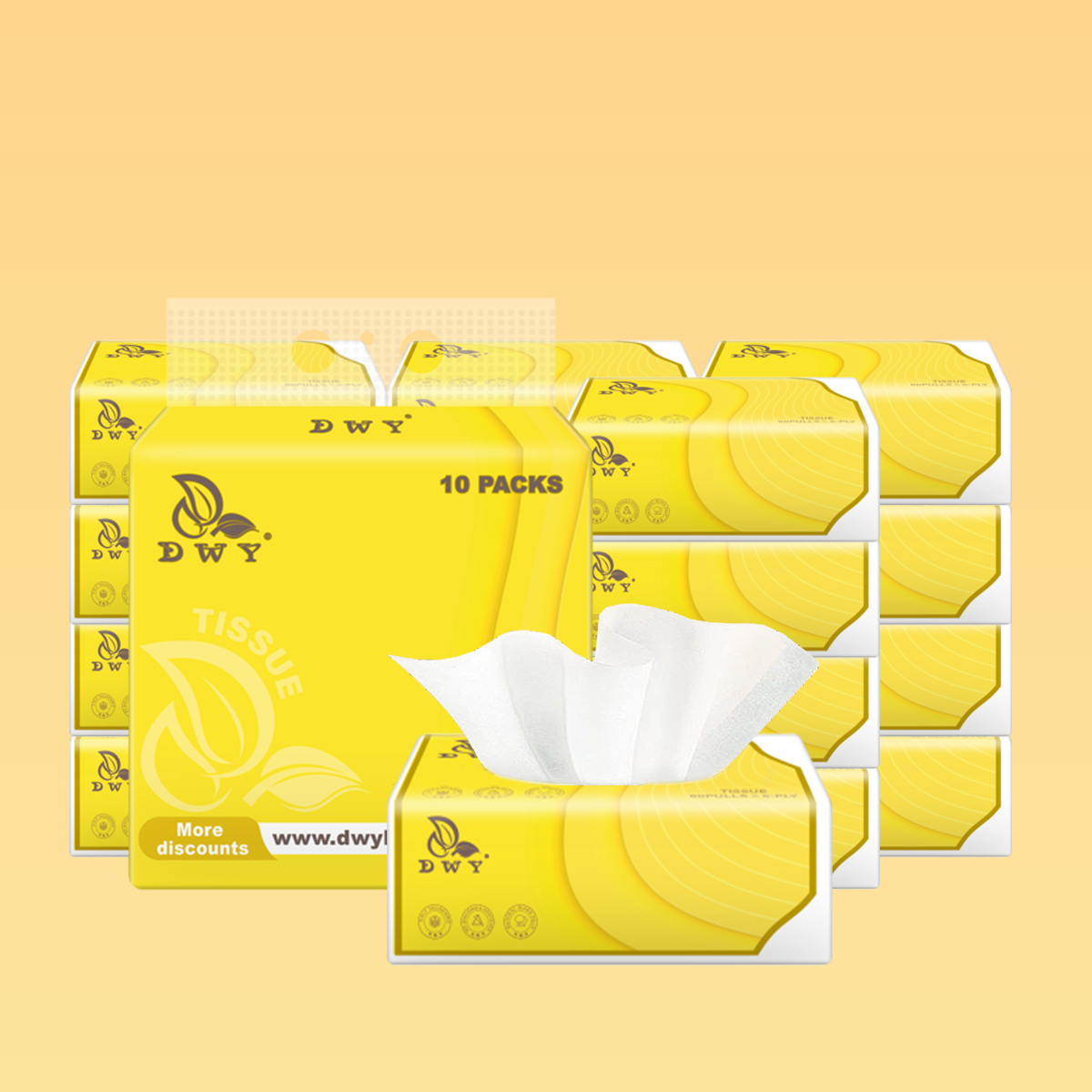 【10 packs】5-Ply Thick Virgin Wood Pulp Tissues