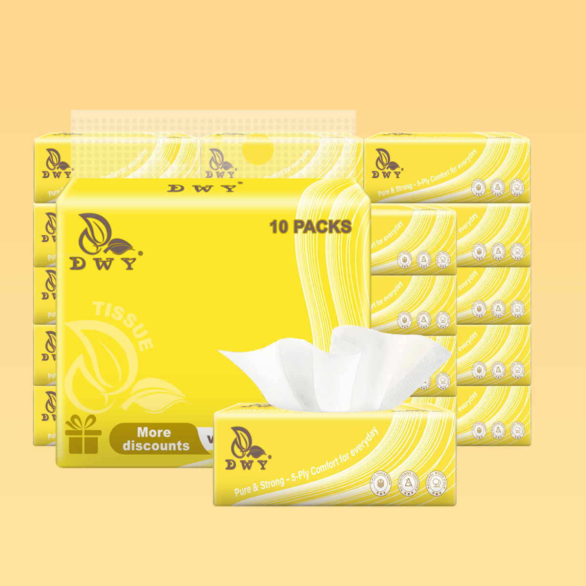 【10 Packs】5-Ply Bigsize Viral  Facial Tissue