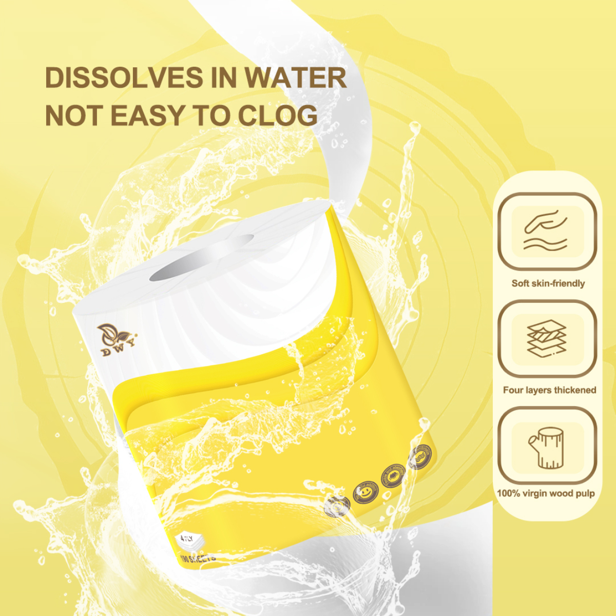 【10Roll】4 Ply  Toilet Paper Roll Flushable