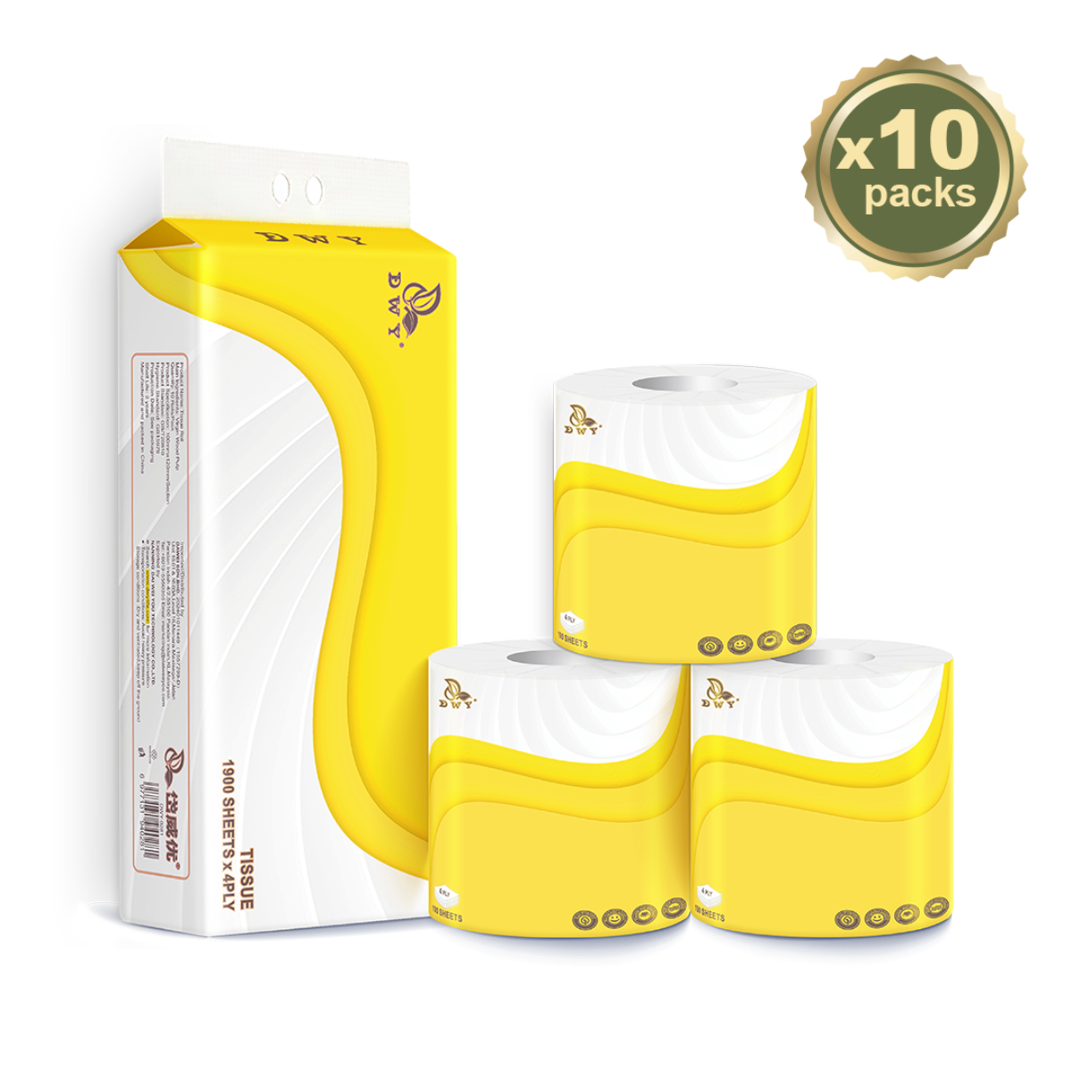 【10Roll】4 Ply  Toilet Paper Roll Flushable