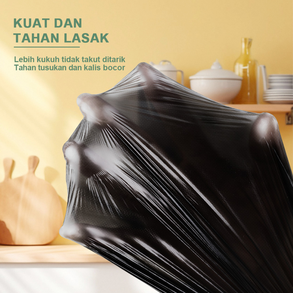 【50pcs】Drawstring garbage bag Household Thickened Large Automatic Closing Plastic Rubbish Beg Sampah