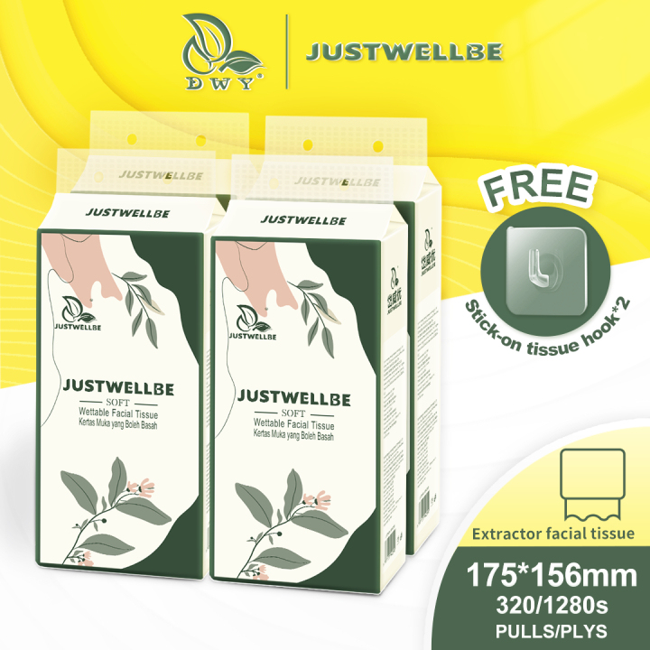 【4packs】DWY tisu 1280 sheets AIR-cushion Cheerful Tissue 175mm*156mm 4-ply Deluxe Comfort 4ply tissue