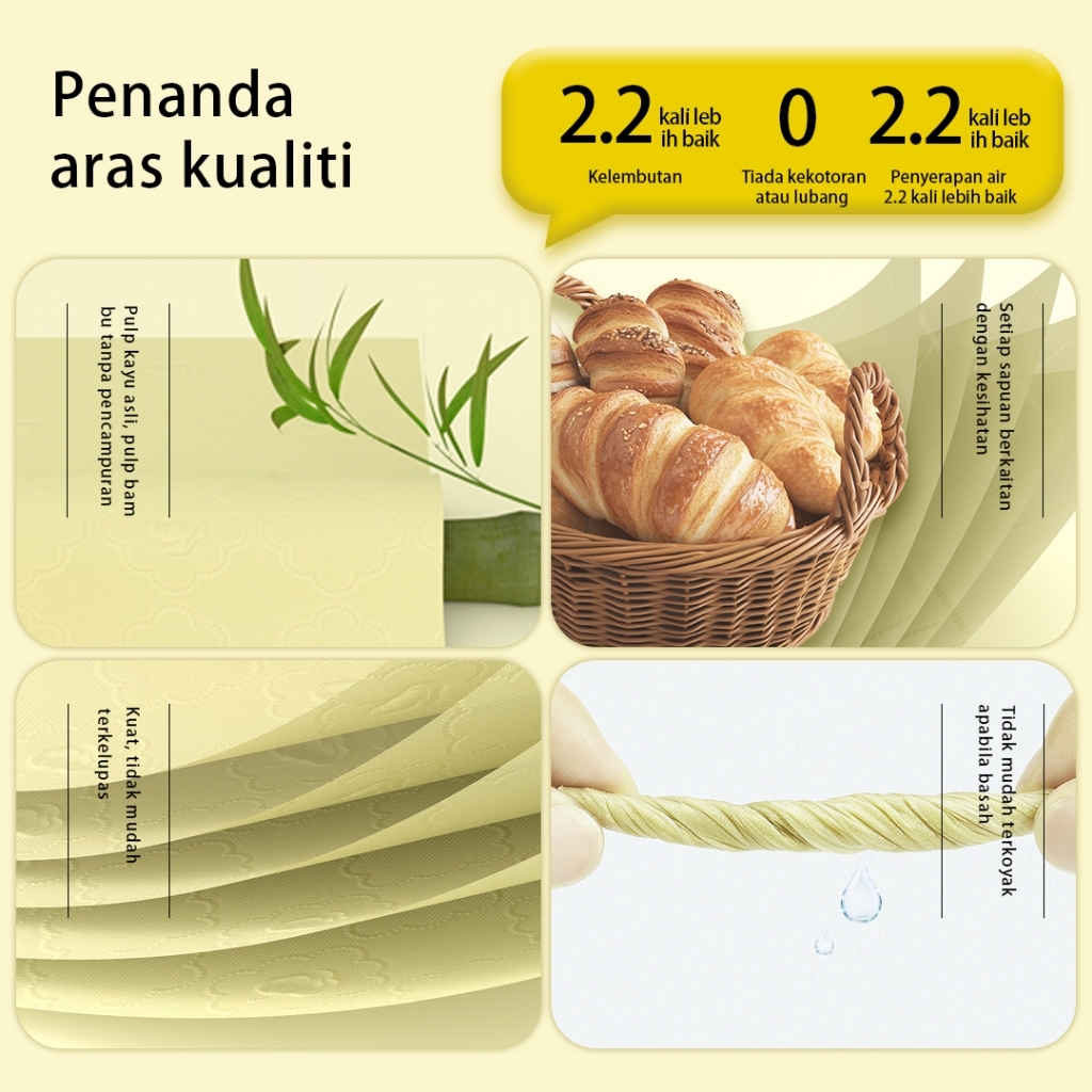 【10pacs】tisu bamboo 4-Ply 300 Sheets Premium cheerful tissue Premium tisu viral murah justwellbe