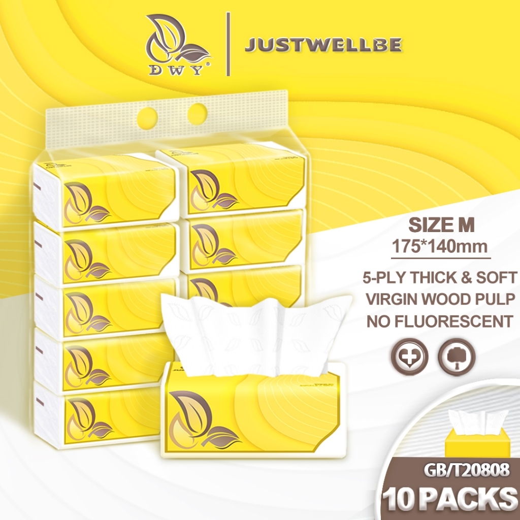 【10/20/30pacs】DWY Tisu Viral Murah 5-PLY Thickened Tissues Premium Virgin Wood Pulp No Fluorescent Agents