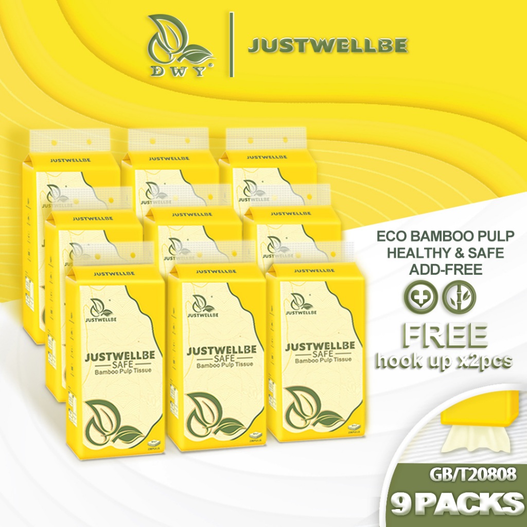 【9Packs】DWY Tisu Gantung 9 Pack Tisu Gantung Bamboo Hanging Tissue Tisu Gantung 4-Ply Thick No Fluorescent