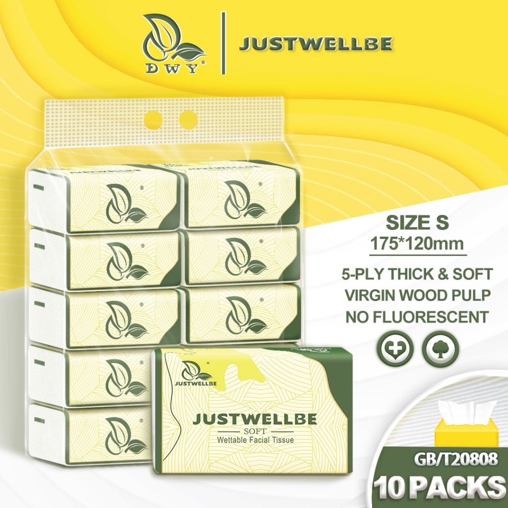 【10/20/30Pacs】 DWY Tisu Viral Tisu Muka 5-Ply Thick Tissues Virgin Wood Pulp No Fluorescent Agents Soft