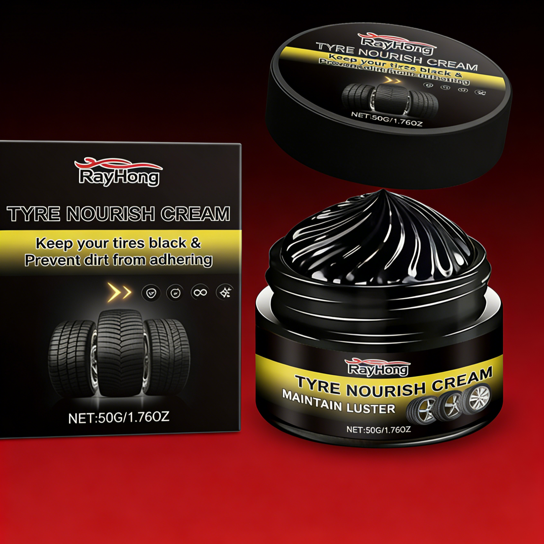 Premium Car Tyre/Tire Shine Wax | Long-Lasting Deep Black Gloss & Waterproof Coating | Prevents Cracking