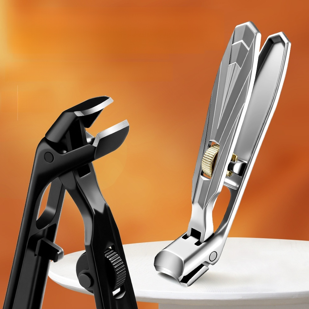 Stainless Steel Nail Clippers with Splash Guard: Extra Wide Jaw Opening for Thick & Ingrown Toenails & Foot Care